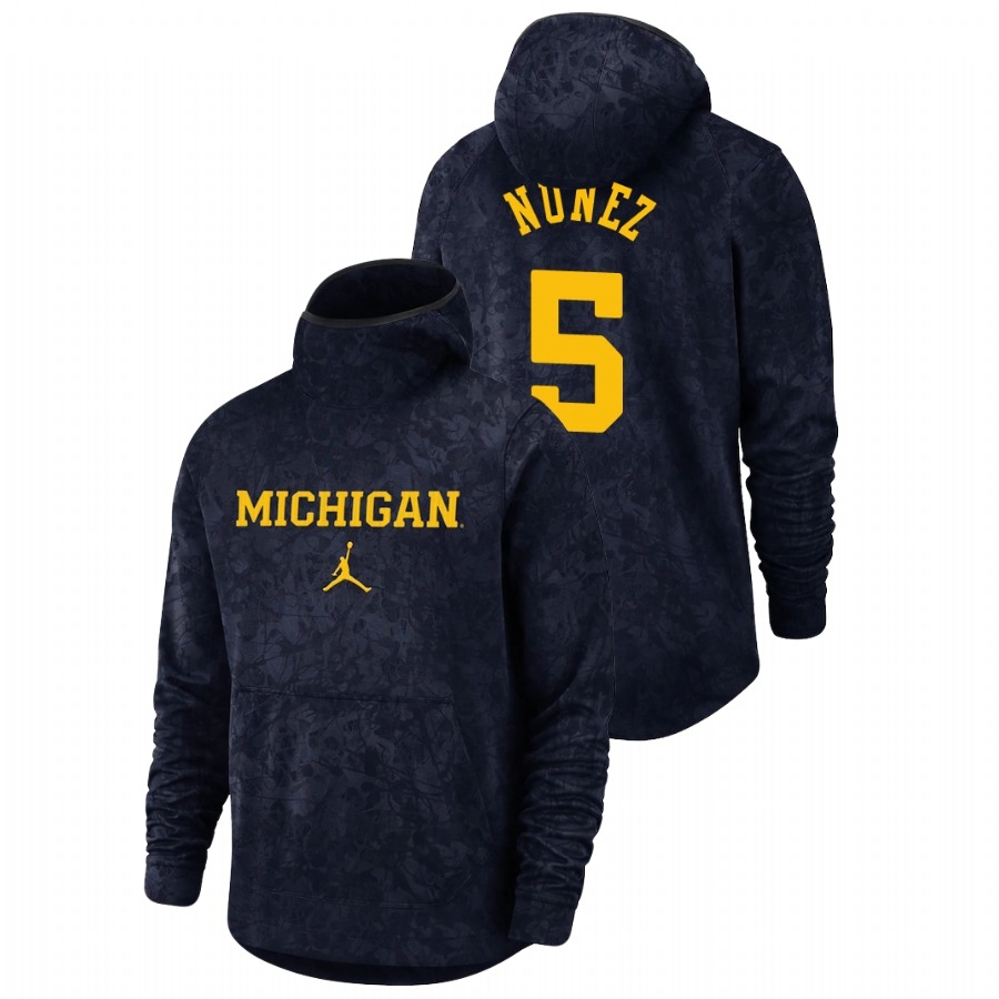 Michigan Wolverines Men's NCAA Adrien Nunez #5 Navy Spotlight Team Logo Pullover College Basketball Hoodie WFV0649RR